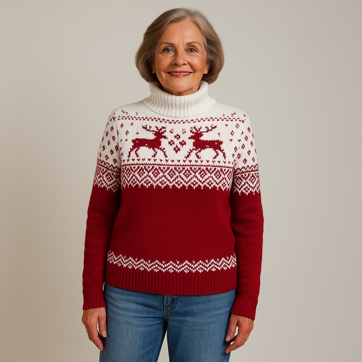 Lysa & Co – Turtleneck Reindeer Knit Sweater